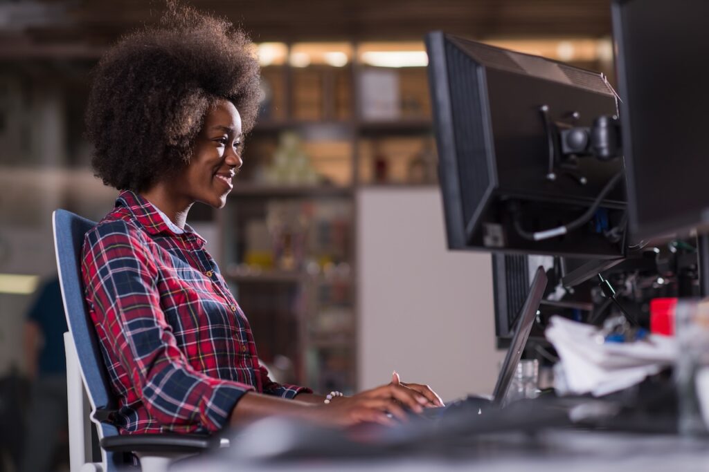 employee working at office on computer